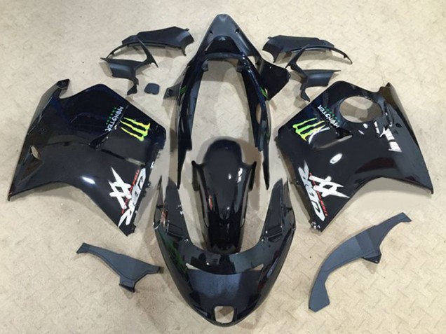 Billige Honda CBR1100XX Blackbird Motorrad Verkleidung 1996-2007 - Glanzendes Schwarz Grun Monster