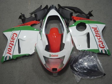 Billige Honda CBR1100XX Blackbird Motorrad Verkleidung 1996-2007 - Weiss Rot Grun Castrol