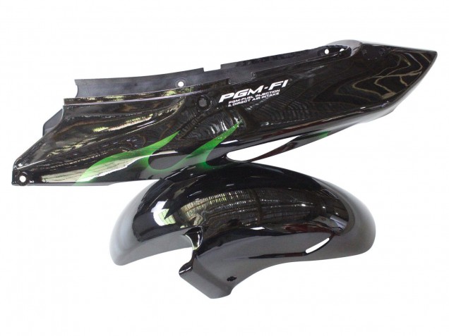 Billige Honda CBR1100XX Blackbird Motorrad Verkleidung 1996-2007 - Glanzendes Schwarz Grun Flamme