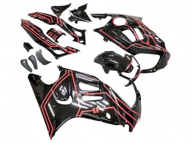 Billige Honda CBR600 F3 Motorrad Verkleidung Kit 1997-1998 - Rot Glanzendes Schwarz