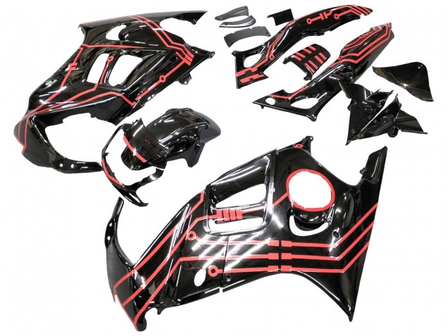 Billige Honda CBR600 F3 Motorrad Verkleidung Kit 1997-1998 - Rot Glanzendes Schwarz