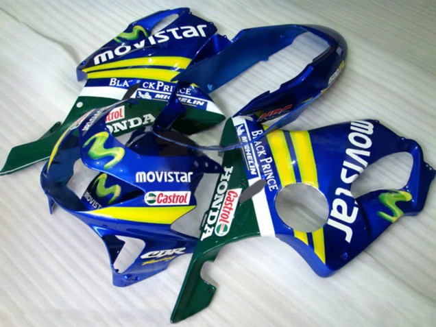 Billige Honda CBR600 F4 Motorrad Verkleidung 1999-2000 - Blau Gelb Grun MoviStar Castrol