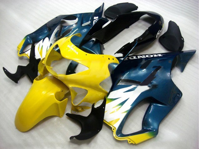 Billige Honda CBR600 F4 Motorrad Verkleidung 1999-2000 - Gelb Dunkel Blau Glanzendes Schwarz