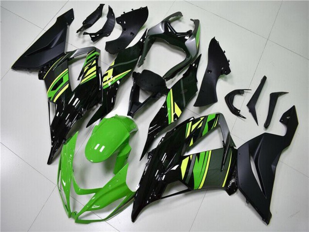 Billige Kawasaki ZX6R Motorrad Verkleidung 2013-2018 - Grun Gelb Glanzendes Schwarz Matt Schwarz