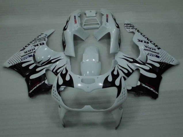 Billige Honda CBR900RR 893 Motorrad Verkleidung 1994-1995 - Weiss Glanzendes Schwarz Flamme