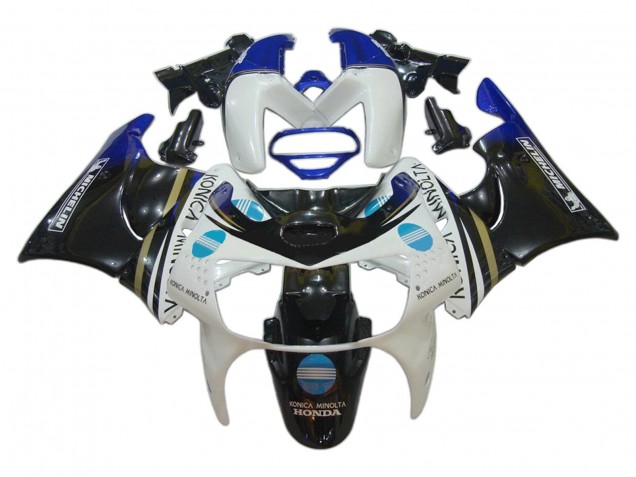 Billige Honda CBR900RR 919 Motorrad Verkleidung 1998-1999 - Weiss Blau Glanzendes Schwarz Konica Minolta