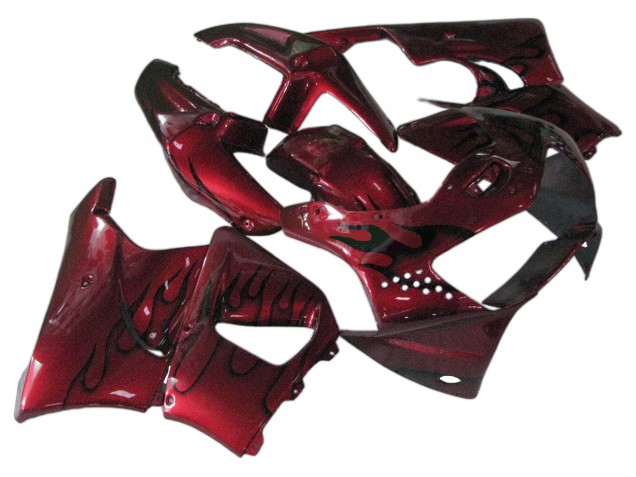 Billige Honda CBR900RR 919 Motorrad Verkleidung 1998-1999 - Dunkel Rot mit Schwarz Flamme