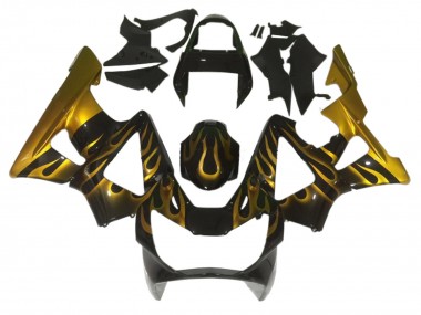Billige Honda CBR900RR 929 Motorrad Verkleidung 2000-2001 - Glanzendes Schwarz Gold Flamme