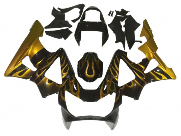 Billige Honda CBR900RR 929 Motorrad Verkleidung 2000-2001 - Glanzendes Schwarz Gold Flamme
