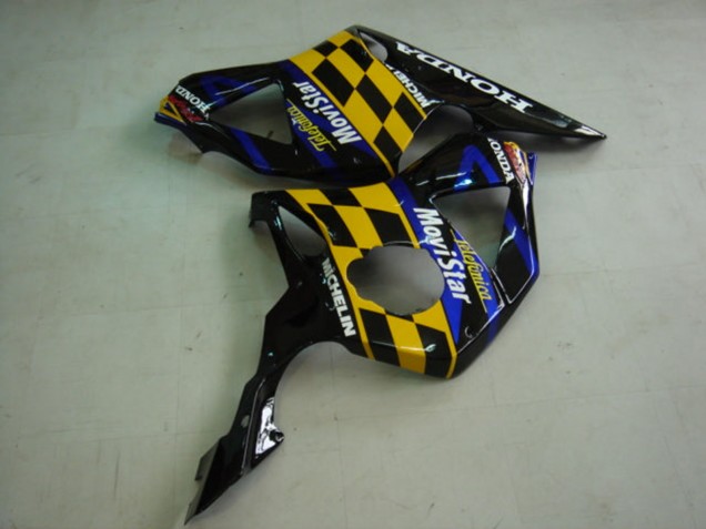 Billige Honda CBR900RR 954 Motorrad Verkleidung 2002-2003 - Blau Gelb Glanzendes Schwarz Telefonica MoviStar Castrol