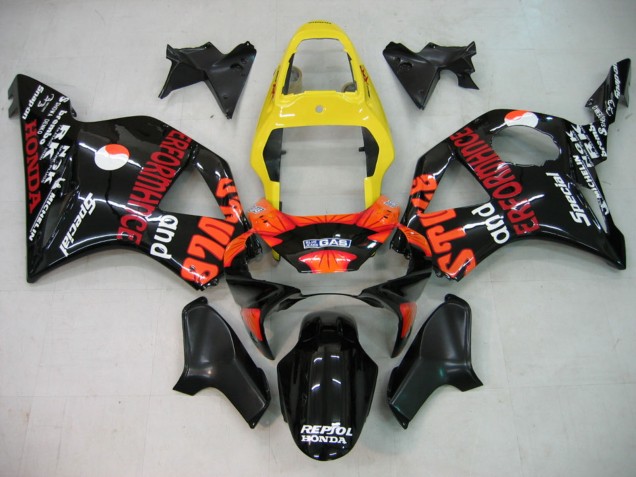 Billige Honda CBR900RR 954 Motorrad Verkleidung 2002-2003 - Gelb Rot Glanzendes Schwarz Repsol Rossi