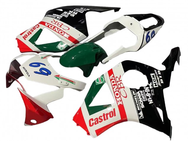 Billige Honda CBR900RR 954 Motorrad Verkleidung 2002-2003 - Weiss Rot Grun Glanzendes Schwarz Castrol