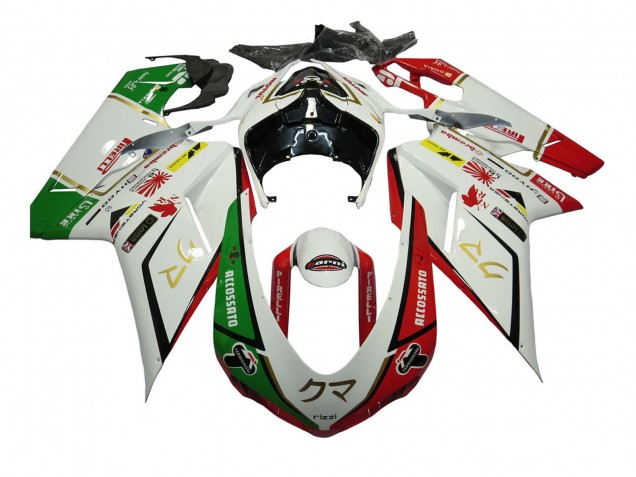 Billige Ducati 848/1098/1198 Motorrad Verkleidung 2007-2014 - Weiss Rot Grun Accossato