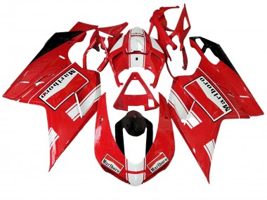 Billige Ducati 848/1098/1198 Motorrad Verkleidung 2007-2014 - Weiss Rot Glanzendes Schwarz Marlboro