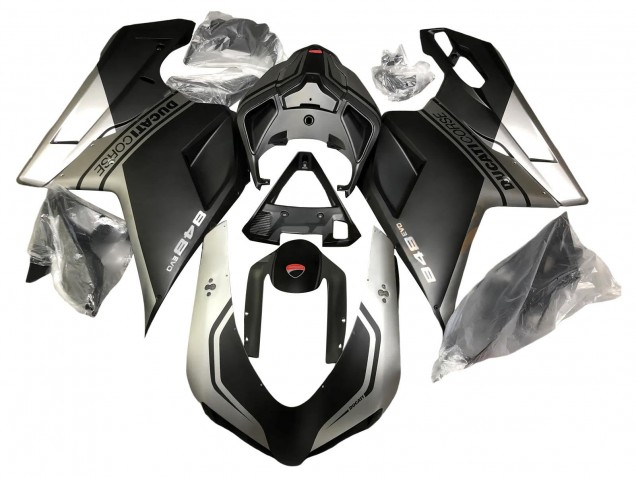 Billige Ducati 848 Motorrad Verkleidung 2007-2014 - Silber Matt Schwarz