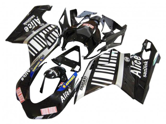 Billige Ducati 1098 Motorrad Verkleidung 2007-2014 - Silber Glanzendes Schwarz Alice Sundisk