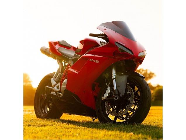 Billige Ducati 848 Motorrad Verkleidung 2007-2014 - Rot Glanzendes Schwarz