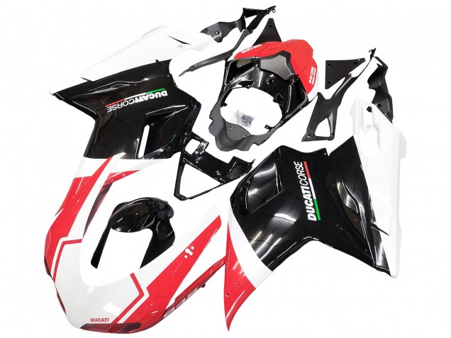 Billige Ducati 848/1098/1198 Motorrad Verkleidung 2007-2014 - Weiss Rot Glanzendes Schwarz