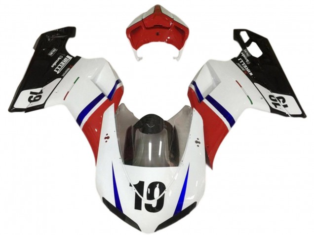 Billige Ducati 848/1098/1198 Motorrad Verkleidung 2007-2014 - Weiss Rot Blau Glanzendes Schwarz 19