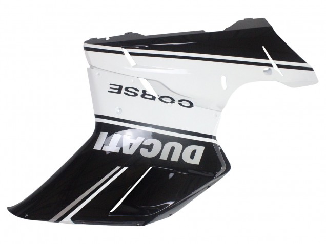 Billige Ducati 848/1098/1198 Motorrad Verkleidung 2007-2014 - Weiss Glanzendes Schwarz Corse