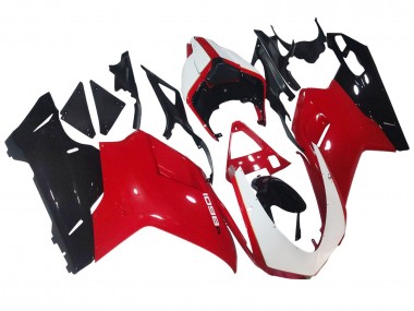 Billige Ducati 1098 Motorrad Verkleidung 2007-2014 - Weiss Rot Glanzendes Schwarz
