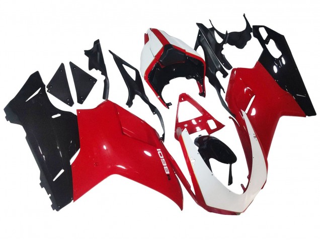 Billige Ducati 1098 Motorrad Verkleidung 2007-2014 - Weiss Rot Glanzendes Schwarz