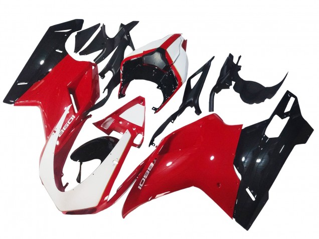 Billige Ducati 1098 Motorrad Verkleidung 2007-2014 - Weiss Rot Glanzendes Schwarz