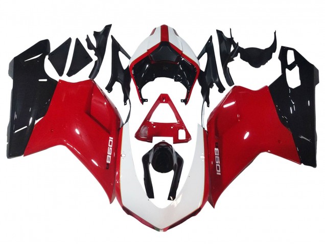 Billige Ducati 1098 Motorrad Verkleidung 2007-2014 - Weiss Rot Glanzendes Schwarz