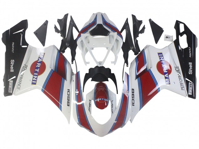 Billige Ducati 1098 Motorrad Verkleidung 2007-2014 - Weiss Rot Blau Glanzendes Schwarz Martini