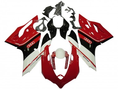 Billige Ducati Panigale 899 Motorrad Verkleidung 2011-2014 - Weiss Rot Glanzendes Schwarz Dunlop