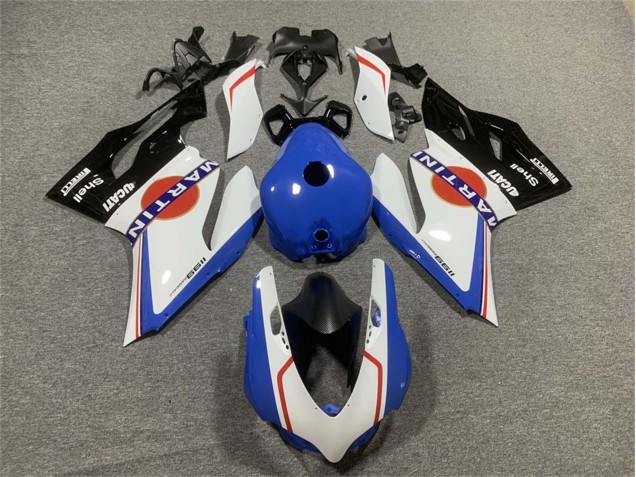 Billige Ducati Panigale 899/1199 Motorrad Verkleidung 2011-2014 - Weiss Blau Glanzendes Schwarz Martini