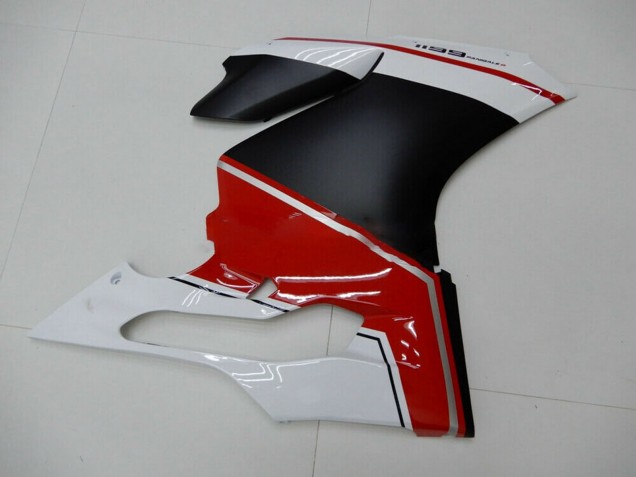 Billige Ducati 1199 Motorrad Verkleidung 2011-2014 - Weiss Rot Matt Schwarz