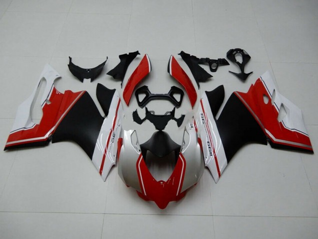 Billige Ducati 1199 Motorrad Verkleidung 2011-2014 - Weiss Rot Matt Schwarz