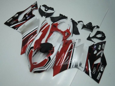 Billige Ducati Panigale 899 Motorrad Verkleidung 2011-2014 - Weiss Rot Glanzendes Schwarz
