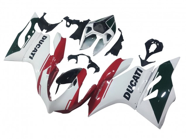 Billige Ducati Panigale 899 Motorrad Verkleidung 2011-2014 - Weiss Rot Glanzendes Schwarz