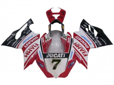Billige Ducati 1199 Motorrad Verkleidung 2011-2014 - Weiss Rot Glanzendes Schwarz Fiamm Valsir 7