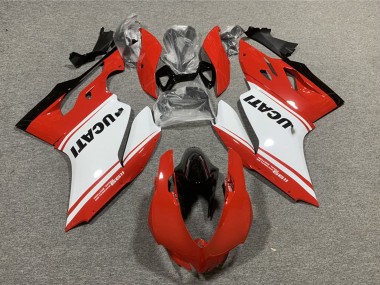 Billige Ducati 1199 Motorrad Verkleidung 2011-2014 - Rot Weiss Glanzendes Schwarz