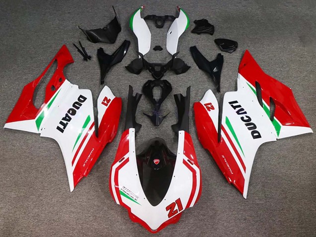 Billige Ducati 959/1299 Motorrad Verkleidung 2015-2020 - Weiss Rot Grun Glanzendes Schwarz 21