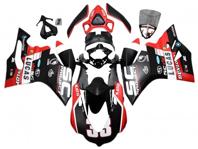 Billige Ducati 959/1299 Motorrad Verkleidung 2015-2020 - Weiss Rot Matt Schwarz Lucas 33