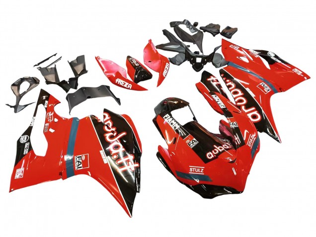 Billige Ducati 959/1299 Motorrad Verkleidung 2015-2020 - Rot Glanzendes Schwarz Fiamm