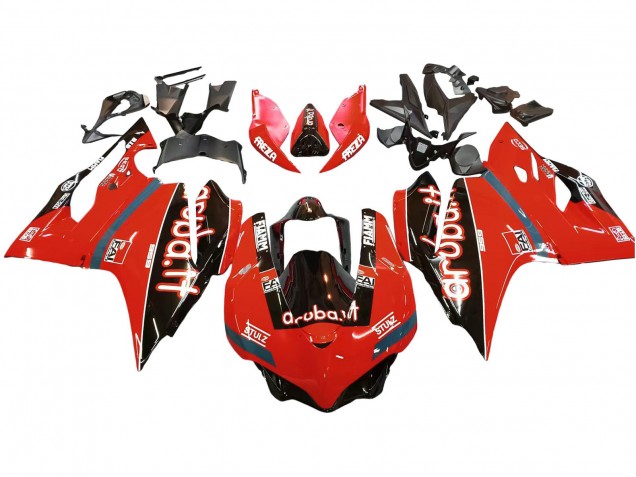 Billige Ducati 959/1299 Motorrad Verkleidung 2015-2020 - Rot Glanzendes Schwarz Fiamm