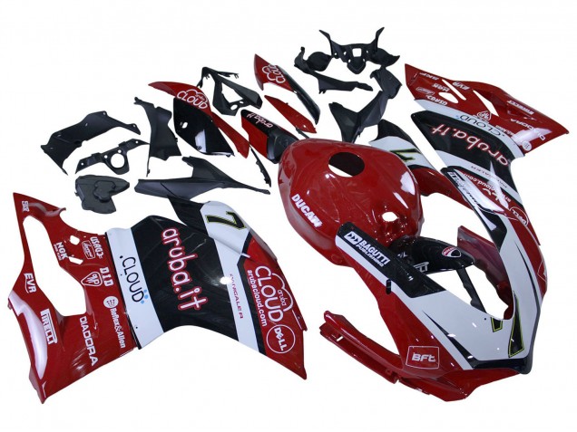 Billige Ducati 959/1299 Motorrad Verkleidung 2015-2020 - Weiss Rot Schwarz Aruba 7