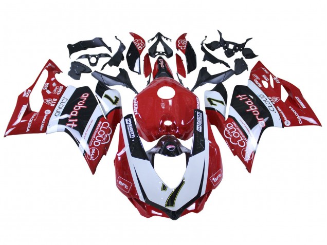 Billige Ducati 959/1299 Motorrad Verkleidung 2015-2020 - Weiss Rot Schwarz Aruba 7