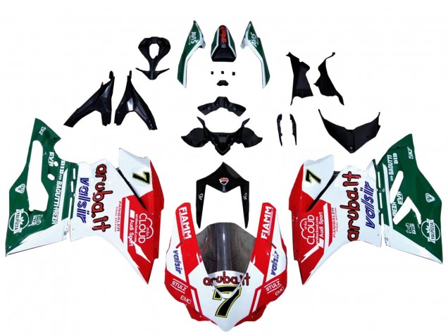 Billige Ducati 959/1299 Motorrad Verkleidung 2015-2020 - Weiss Rot Grun Valsir Fiamm 7