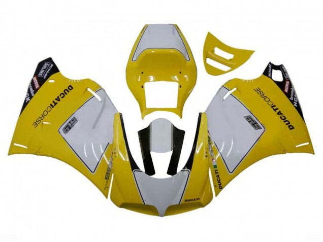 Billige Ducati 996 Motorrad Verkleidung 1993-2005 - Weiss Gelb Glanzendes Schwarz Corse Performance