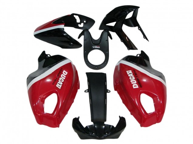 Billige Ducati Monster 696 796 1100 1100S Motorrad Verkleidung 2008-2012 - Rot Weiss Glanzendes Schwarz