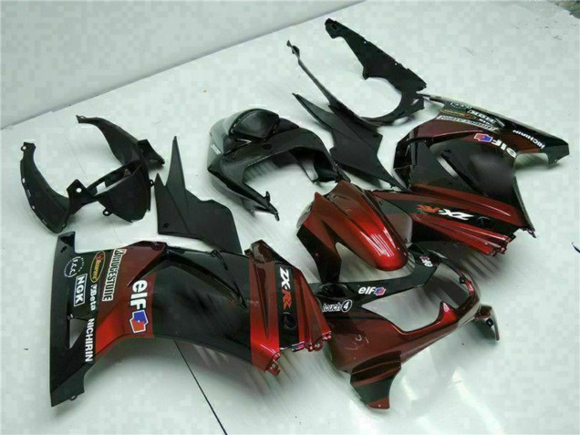 Billige Kawasaki EX250 Motorrad Verkleidung 2008-2012 - Glanzendes Schwarz Kastanienbraun Rot