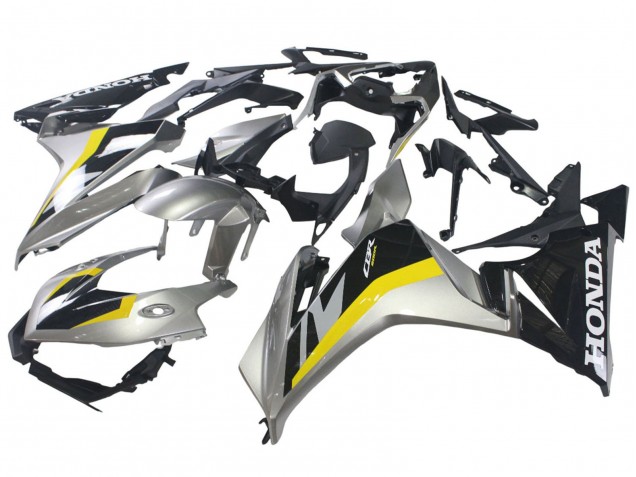 Billige Honda CBR500R Motorrad Verkleidung 2022-2023 - Silber Gelb Glanzendes Schwarz
