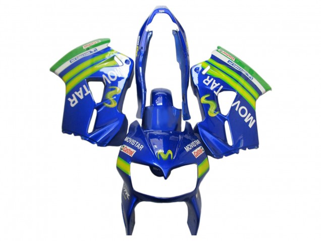 Billige Honda VFR 800 Motorrad Verkleidung 2002-2013 - Blau Grun Weiss MoviStar Castrol