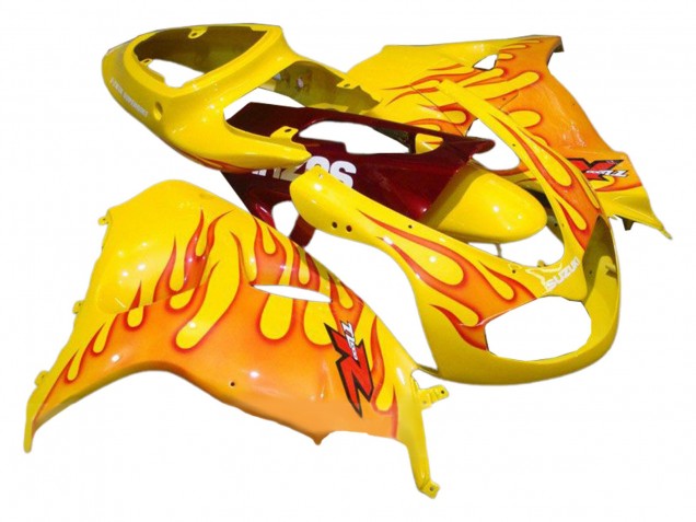 Billige Suzuki TL1000R Motorrad Verkleidung 1998-2003 - Gelb mit Rot Flamme